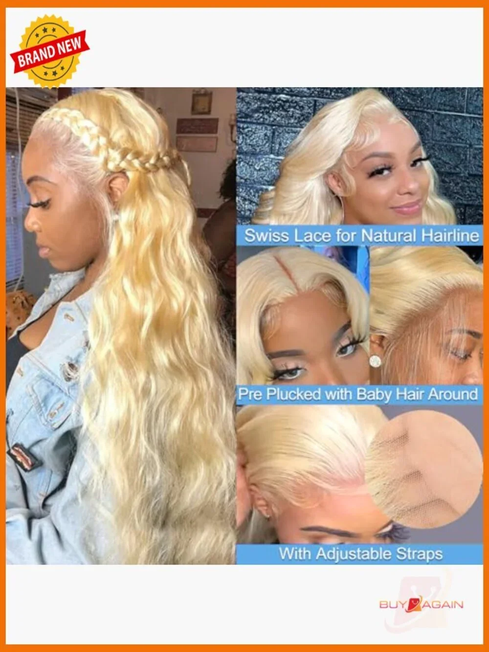 613 Blonde Lace Front Wig Human Hair 13x4 Body Wave Pre Plucked 150% Density 26